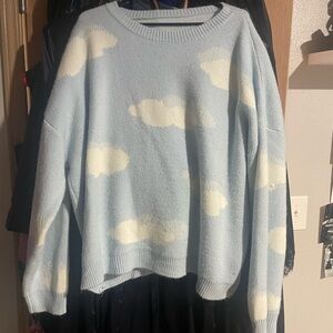 Light Blue Cloud Pattern Sweater
